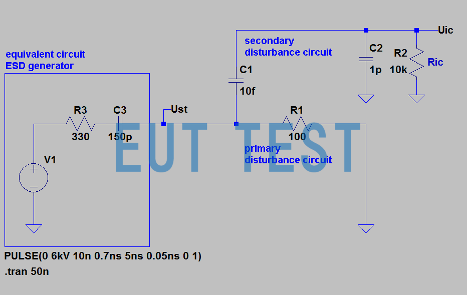 Figure 7 Example of Estimating Interference Voltage on IC Pin when Coupling Electrical Interference Field