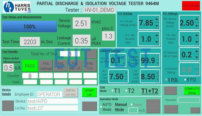 HT9646M Touch Screen Touch Interface T1+T2 Testing