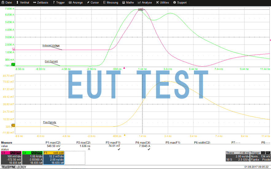 ICI HH500-15L-EFT injected pulse time domain plot